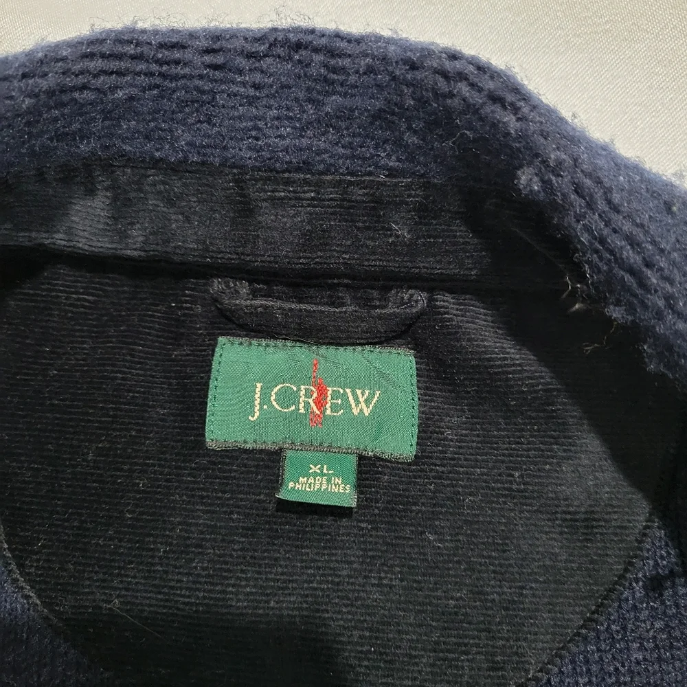 J Crew Wool-blend sweater fleece jacket CF336  Sz XL Navy